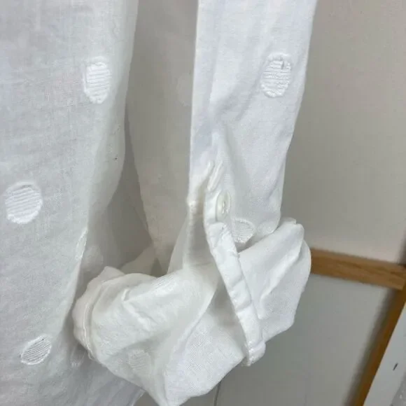 Chicos White Polka Dot embroidered on white background Button-Up Shirt (2) - Picture 13 of 13